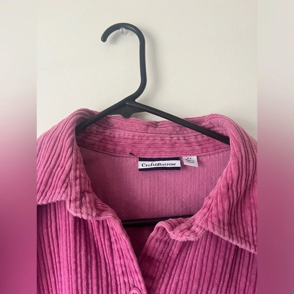 Vintage Croft and Barrow Women’s Oversized Corduroy Shacket Shirt Jacket Pink XL - Picture 5 of 6